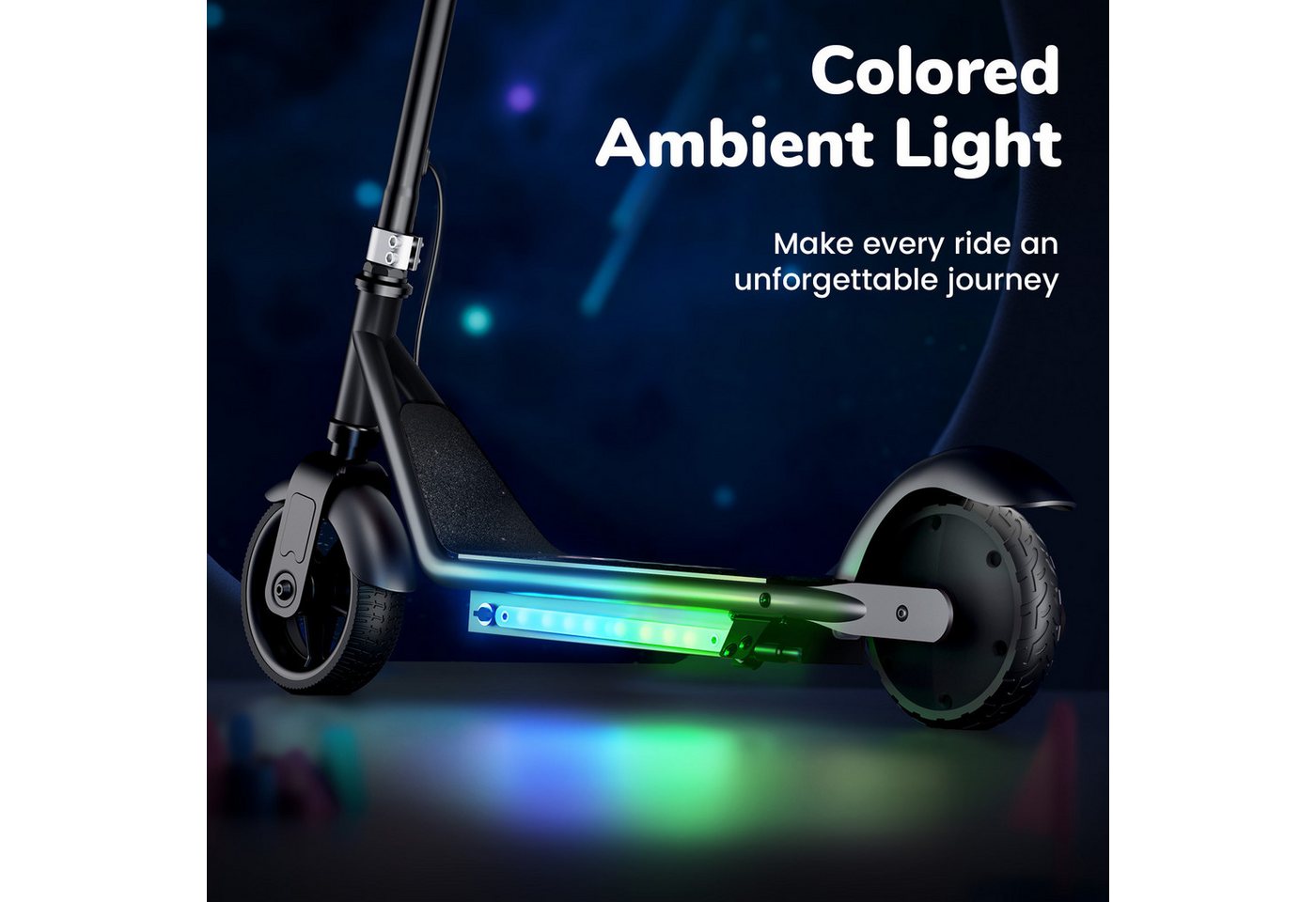 iscooter Cityroller Elektro-Kinderroller Kinder von 6-12 Jahren mit magnetischer Aufladung, (1 tlg), 150W, 16km/h, LED-Anzeige, farbige Lichter, Doppelbremsen – Bild 5 von 5