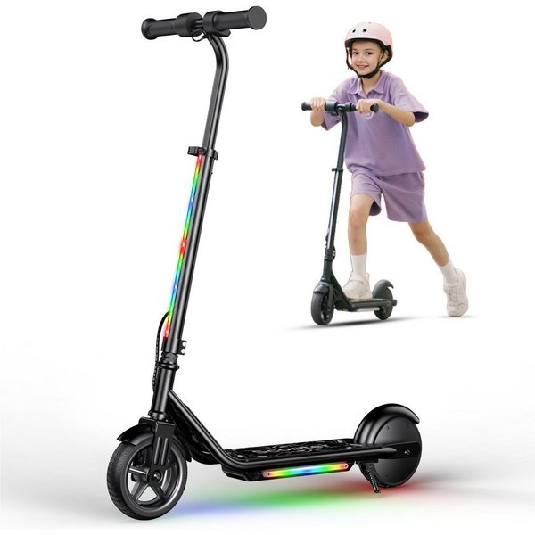iscooter Cityroller Kinder Elektroroller,Einstellbare Lenkerhöhe,Doppeltes Bremssystem, (1 tlg), Bunte Lichter, Intelligente LED-Anzeige,Reichweite 9 km