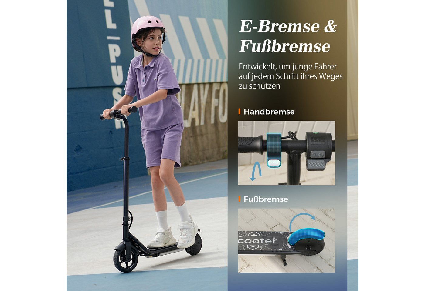 iscooter Cityroller Kinder Elektroroller,Einstellbare Lenkerhöhe,Doppeltes Bremssystem, (1 tlg), Bunte Lichter, Intelligente LED-Anzeige,Reichweite 9 km – Bild 2 von 5