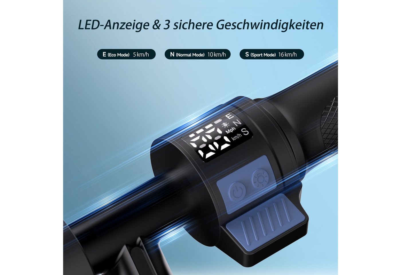 iscooter Cityroller Kinder Elektroroller,Einstellbare Lenkerhöhe,Doppeltes Bremssystem, (1 tlg), Bunte Lichter, Intelligente LED-Anzeige,Reichweite 9 km – Bild 5 von 5