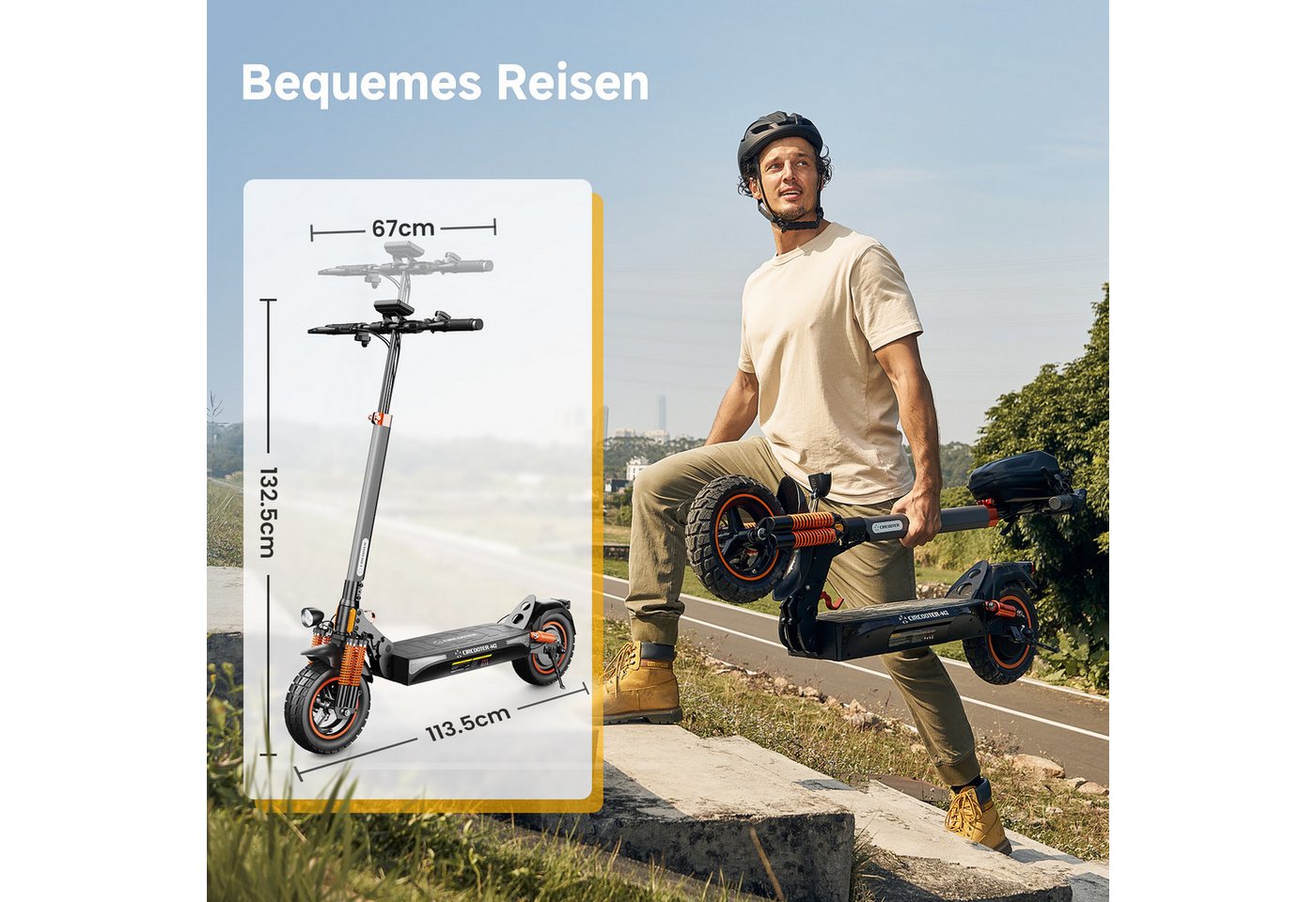 iscooter E-Scooter 2 Stück 10 Zoll Elektroroller mit Straßenzulassung passt ins Gelände, 500,00 W, 20,00 km/h, doppelten Stoßdämpfungssystem, Batterie 12,5 Ah 6 – Bild 4 von 5