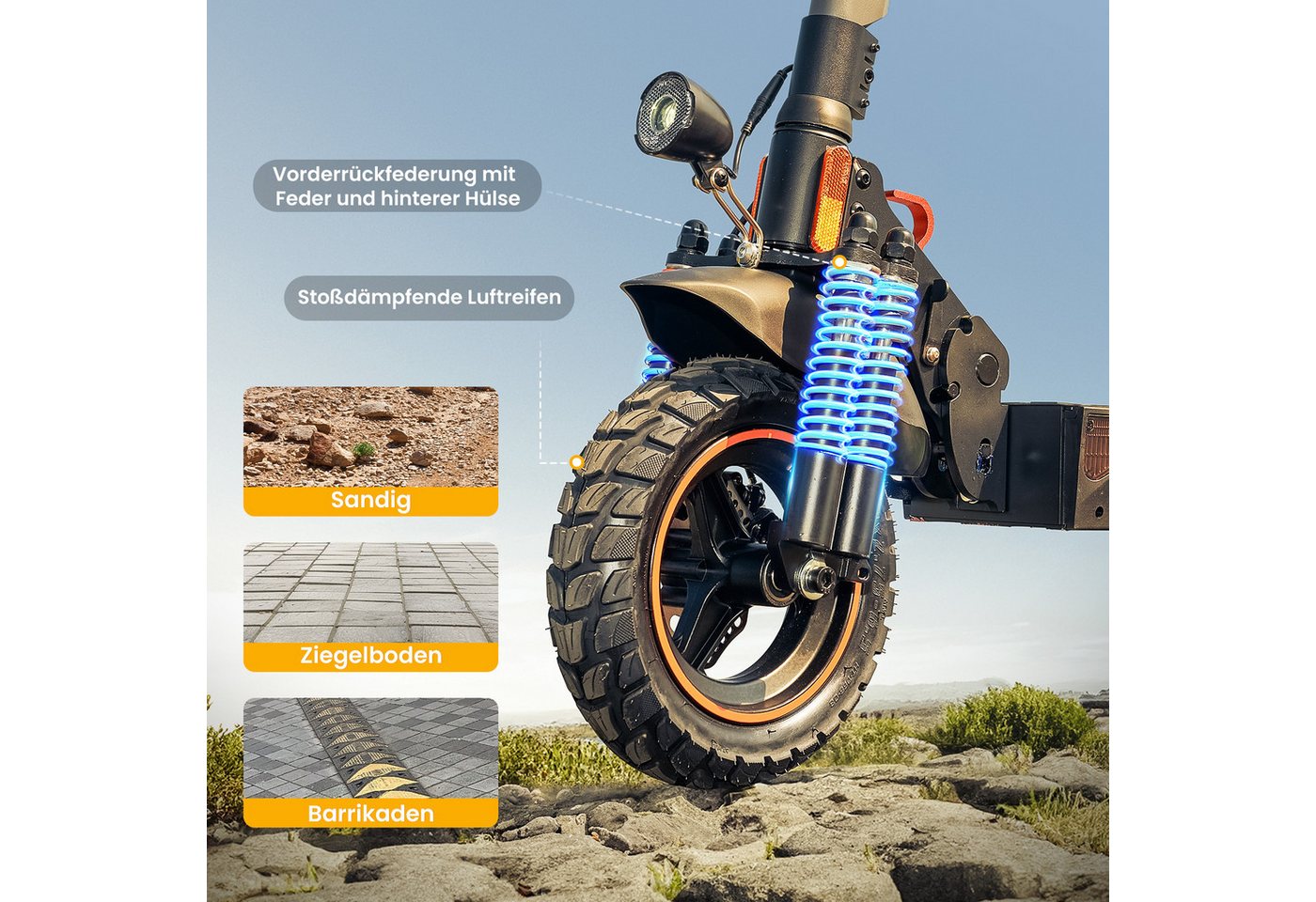 iscooter E-Scooter 2 Stück 10 Zoll Elektroroller mit Straßenzulassung passt ins Gelände, 500,00 W, 20,00 km/h, doppelten Stoßdämpfungssystem, Batterie 12,5 Ah 6 – Bild 5 von 5