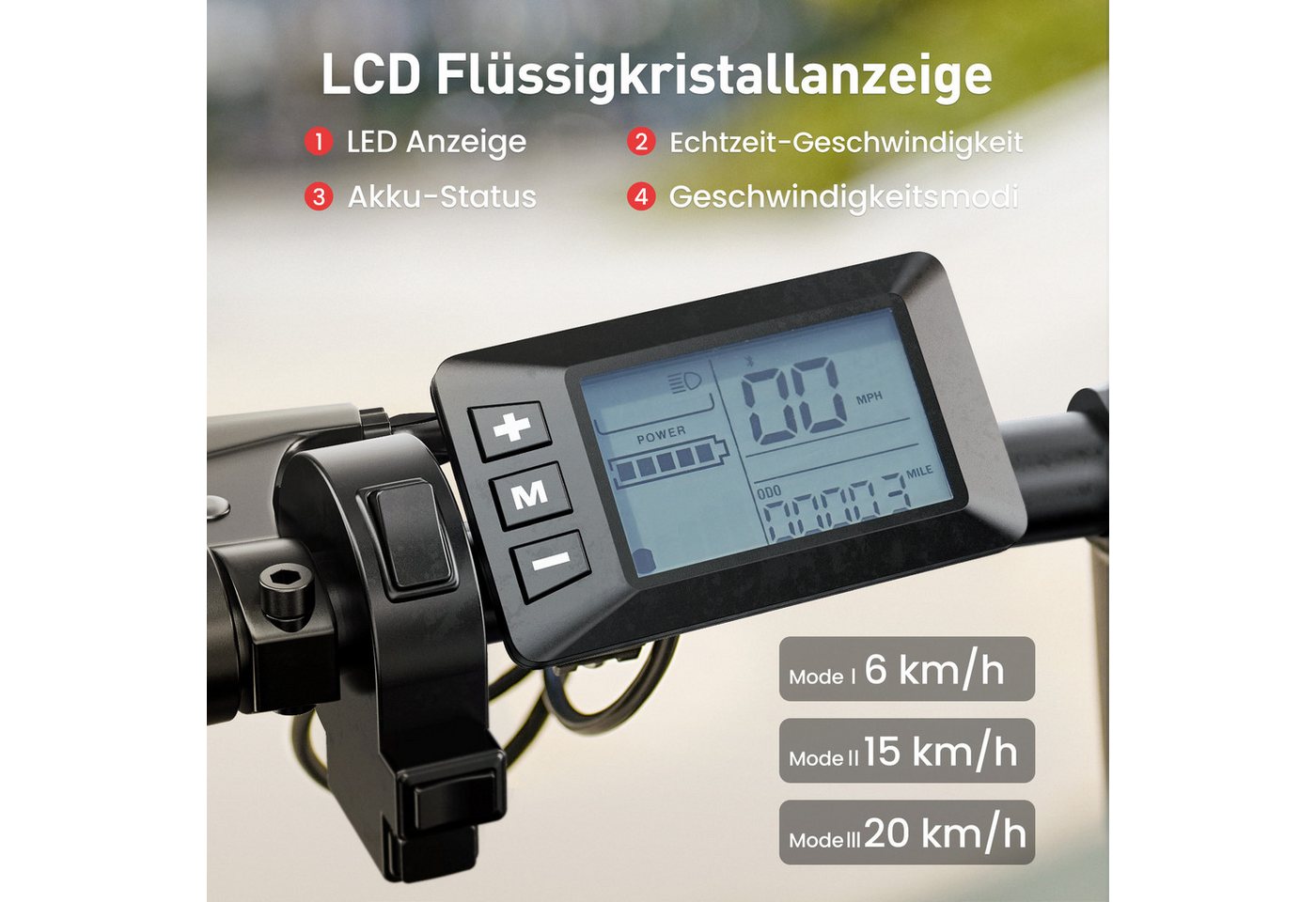 iscooter E-Scooter E Scooter mit Straßenzulassung,16 × 3.0 Zoll Fat Tire E Roller, 100Km Max Reichweite,mit Klapprad Korb und Lenker mit App – Bild 4 von 5