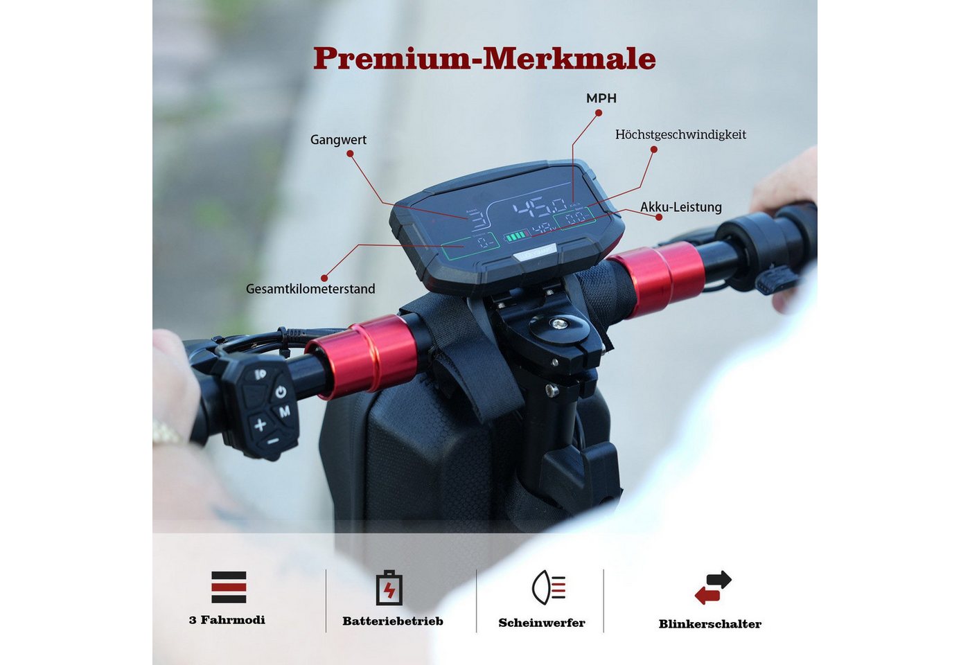 iSinwheel E-Scooter mit Straßenzulassung (ABE),APP,11-Zoll-Reifen, 20 km/h, (1 tlg), 80km Reichweite,Duales Bremssystem, Belastung bis 150kg – Bild 3 von 5