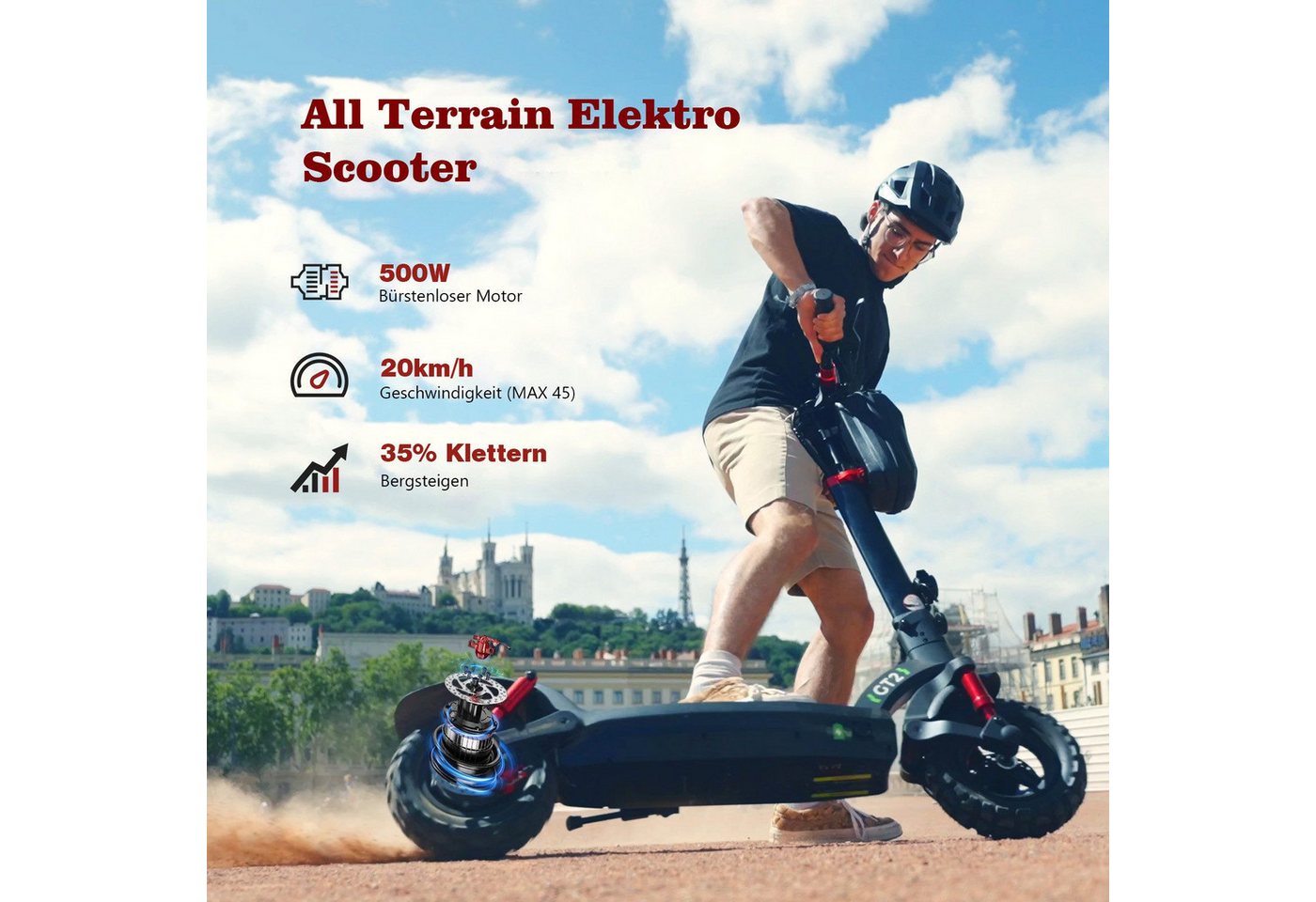 iSinwheel E-Scooter mit Straßenzulassung (ABE),APP,11-Zoll-Reifen, 20 km/h, (1 tlg), 80km Reichweite,Duales Bremssystem, Belastung bis 150kg – Bild 5 von 5