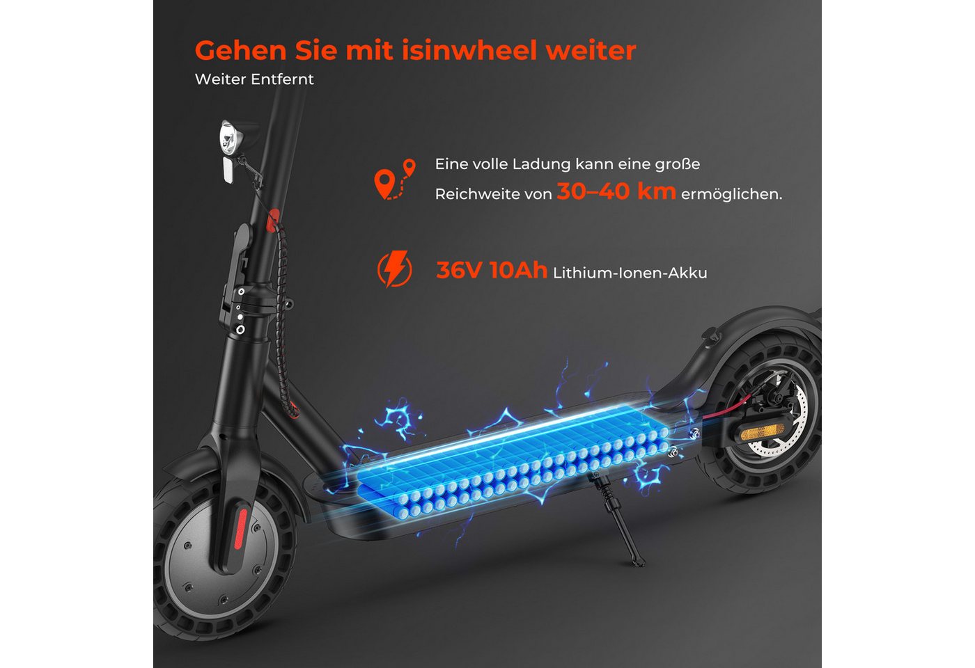 iSinwheel E-Scooter mit Straßenzulassung (ABE), 30 km Reichweite, faltbar, mit App, 20 km/h, leicht, schnell und zuverlässig – Bild 4 von 5