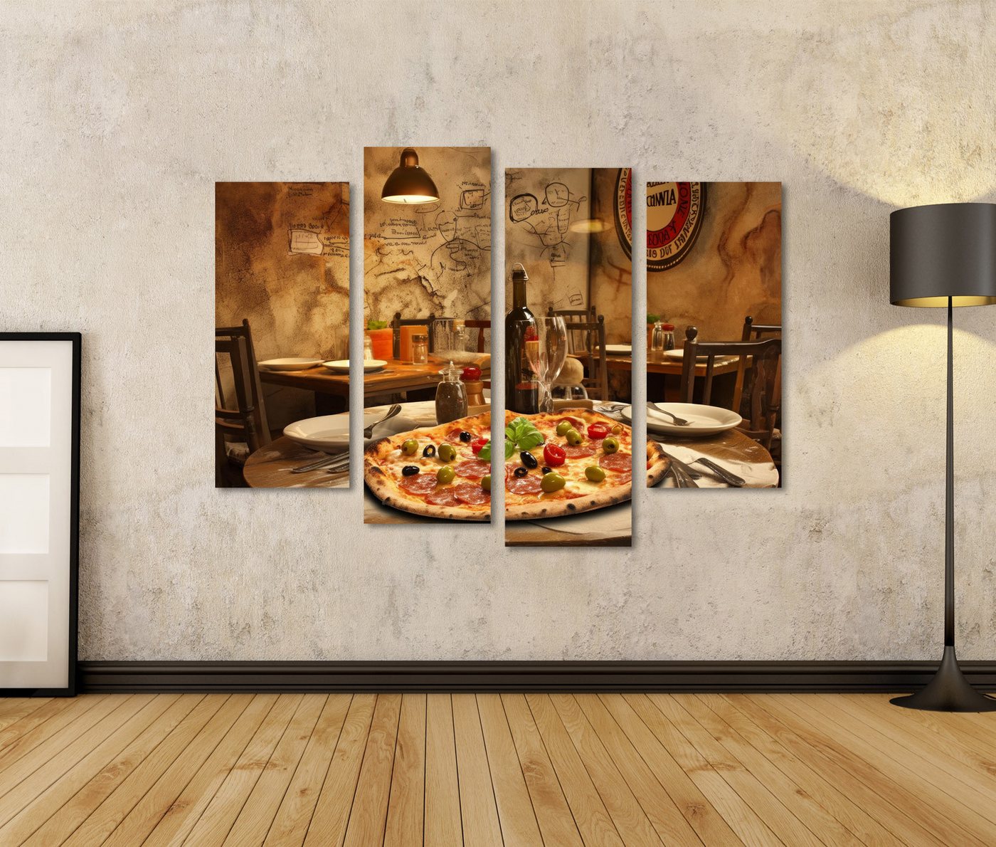 islandburner Leinwandbild, Gemütliches italienisches Restaurant mit Pizza – Bild 2 von 4