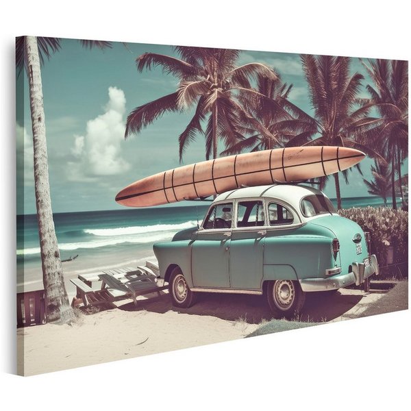 islandburner Leinwandbild Altes Auto Surfbrett Altes Auto Surfbrett Bilder