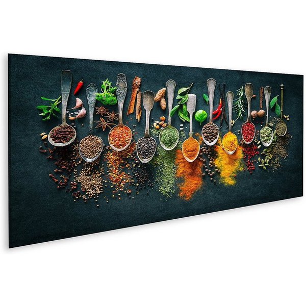islandburner Leinwandbild Bild auf Leinwand Bunte Verschiedene Kräuter Gewürze Kochen Dunkler Hi