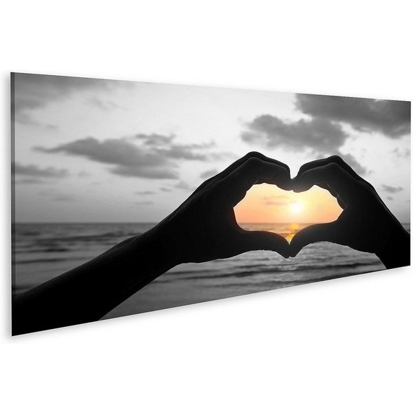 islandburner Leinwandbild Bild auf Leinwand Liebe Positiv Herz Hände Paar Strand Wandbild Poster