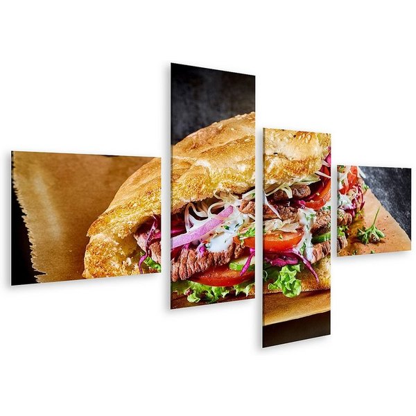 islandburner Leinwandbild Bild auf Leinwand Türkischer Döner Kebab auf goldenem, geröstetem Flad