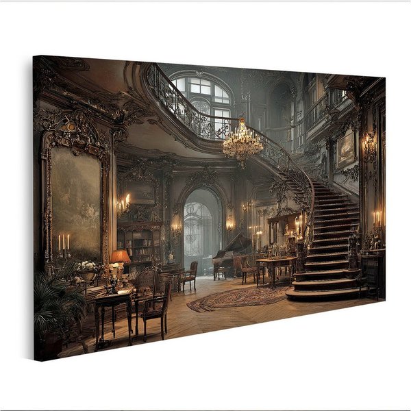 islandburner Leinwandbild Eleganter Historischer Prunksaal Mit Kronleuchter - Leinwand