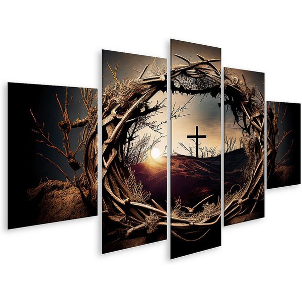 islandburner Leinwandbild Ilustration Dornenkrone Kreuz Symbol Christentum Jesus Chris Bilder