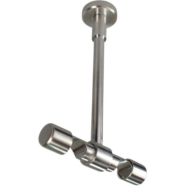 iso-design Deckenträger für Gardinenstangen Deckenhalter 20 mm 2-läufig mit großem Deckenabstand, Träger kürzbar, 20 mm Gardinenstangen, Deckenabstand mit Metal