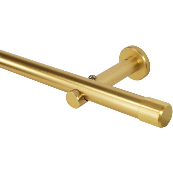 iso-design Gardinenstange Messing Matt 20 mm Endstück Kappe Wand- oder Deckenmontage, Ø 20 mm, 1-läufig, Fixmaß, verschraubt, Aluminium, Mit Metallsäge beliebig