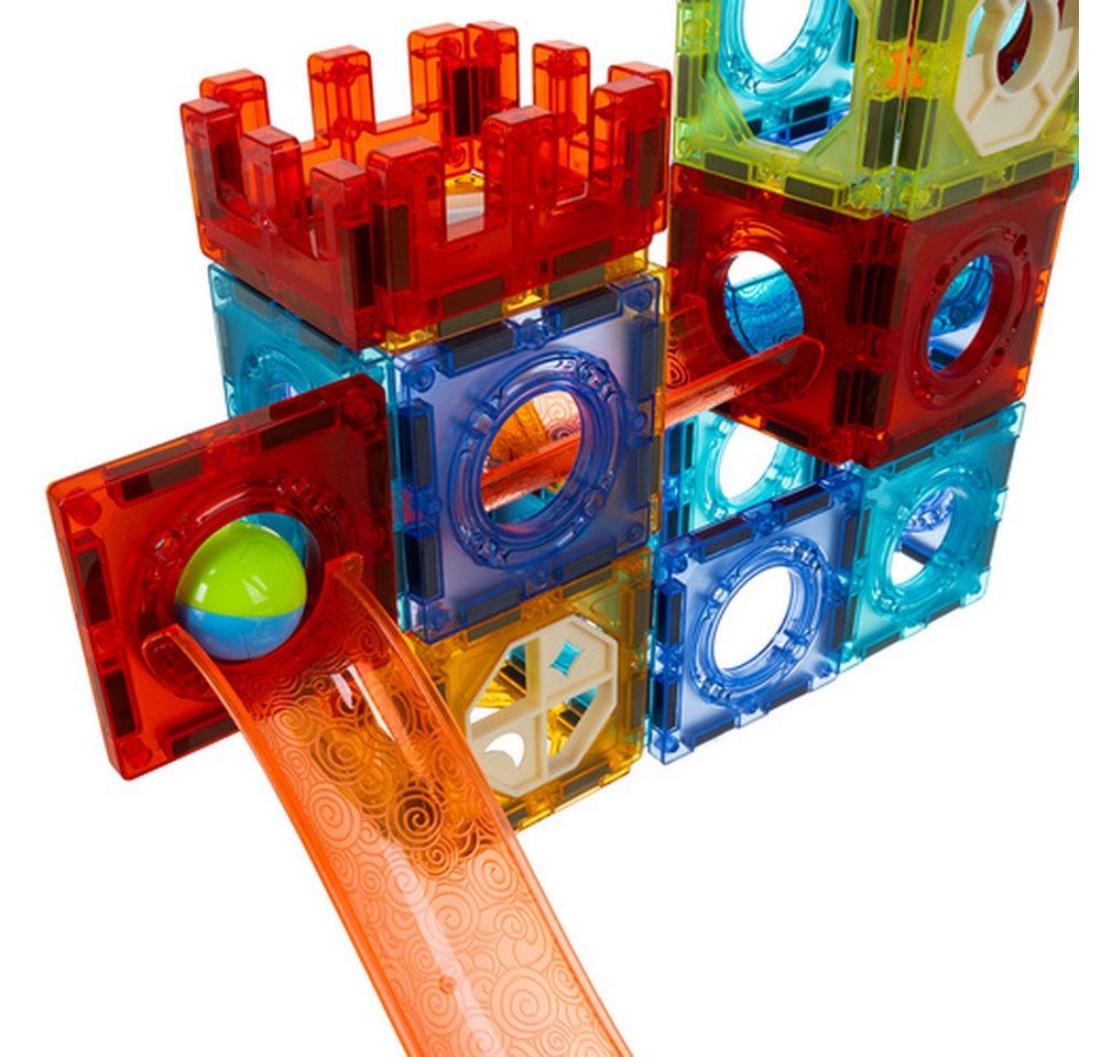 ISO TRADE Kugelbahn 3D-Magnetbausteine Kugelbahn, (Spar-Set, Kreativität), Integrierte Beleuchtung verleiht den Bauwerken einen magischen Effekt – Bild 3 von 5