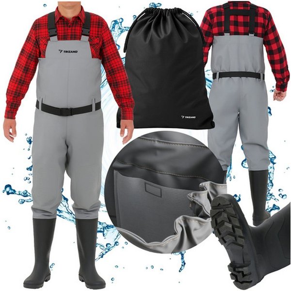 ISO TRADE Wathose Angelhose Gummihose Wat (Spar-Set, 1-tlg., robust) Elastische Bänder und verstellbare Hosenträger