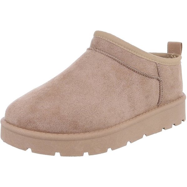 Ital-Design Bequeme Damenfreizeitschuhe mit praktischem Design Snowboots (90624808) Flach Plateaustiefeletten in Hellbraun