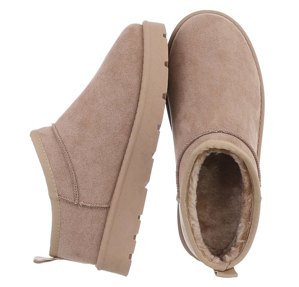 Ital-Design Bequeme Damenfreizeitschuhe mit praktischem Design Snowboots (90624808) Flach Plateaustiefeletten in Hellbraun – Bild 2 von 5