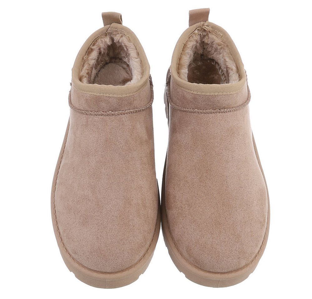 Ital-Design Bequeme Damenfreizeitschuhe mit praktischem Design Snowboots (90624808) Flach Plateaustiefeletten in Hellbraun – Bild 4 von 5