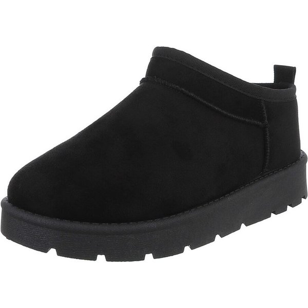 Ital-Design Bequeme Damenfreizeitschuhe mit praktischem Design Snowboots (90624827) Flach Plateaustiefeletten in Schwarz