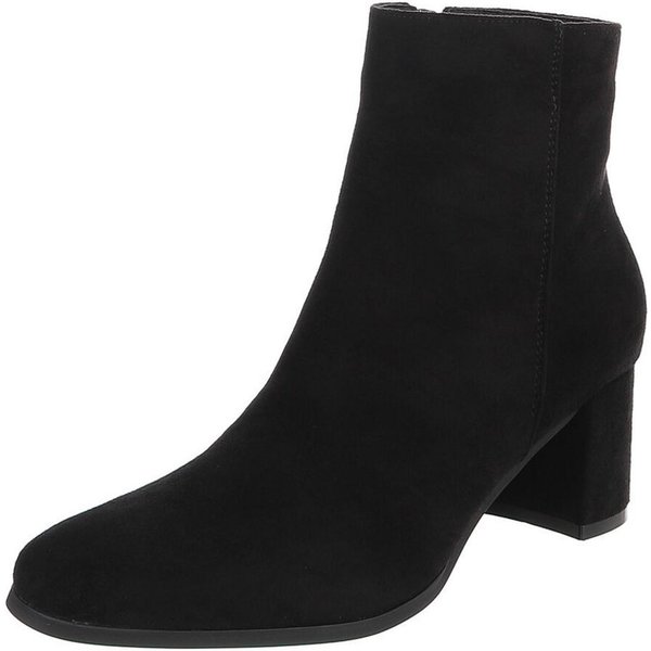 Ital-Design Damen Ankle Boot mit Blockabsatz und Schlupfdesign Stiefelette (92002567) Blockabsatz Stiefeletten in Schwarz