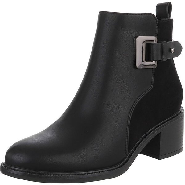 Ital-Design Damen Ankle-Boot mit Blockabsatz und Zierschnalle Stiefelette (92269327) Blockabsatz Stiefeletten in Schwarz