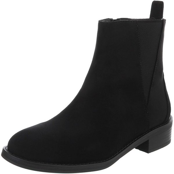 Ital-Design Damen Chelsea Boot mit Blockabsatz & Elastikeinsatz Stiefelette (92125587) Blockabsatz Chelsea Boots in Schwarz