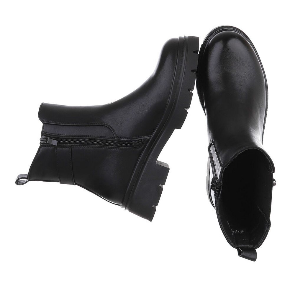 Ital-Design Damen Chelsea Boot mit Blockabsatz und Elastikeinsatz Plateaustiefelette (92355273) Blockabsatz Stiefeletten in Schwarz – Bild 2 von 5