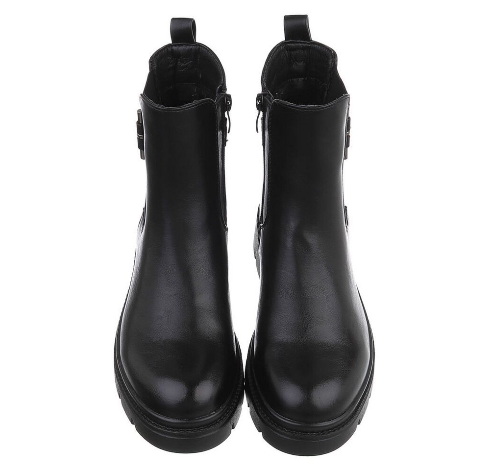 Ital-Design Damen Chelsea Boot mit Blockabsatz und Elastikeinsatz Plateaustiefelette (92355273) Blockabsatz Stiefeletten in Schwarz – Bild 4 von 5