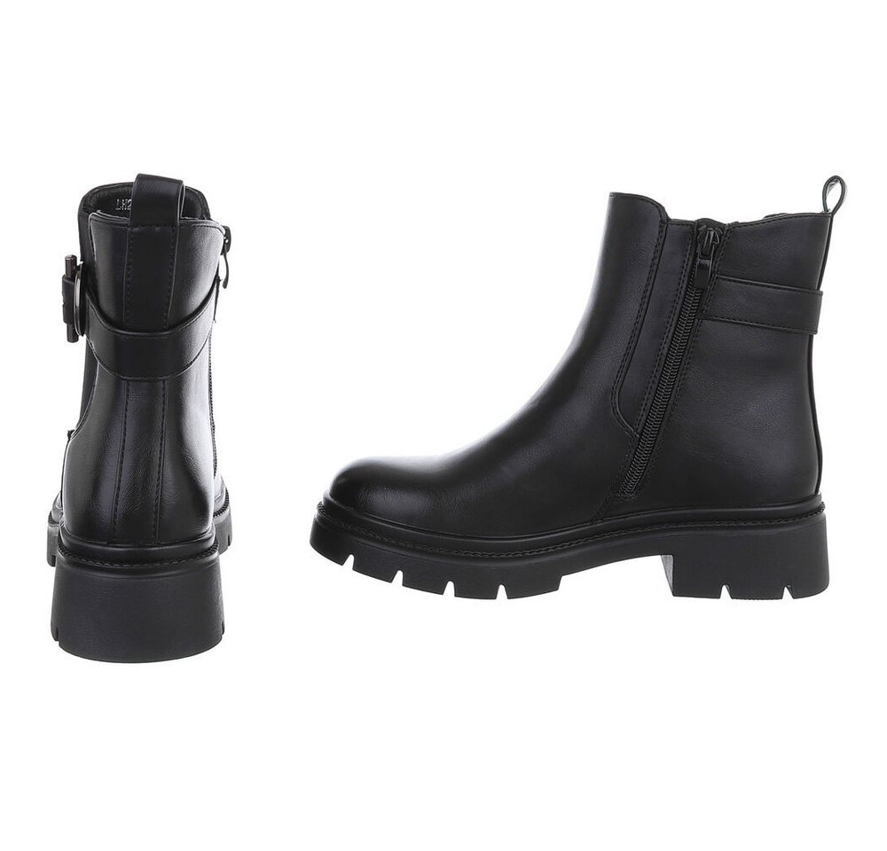 Ital-Design Damen Chelsea Boot mit Blockabsatz und Elastikeinsatz Plateaustiefelette (92355273) Blockabsatz Stiefeletten in Schwarz – Bild 5 von 5
