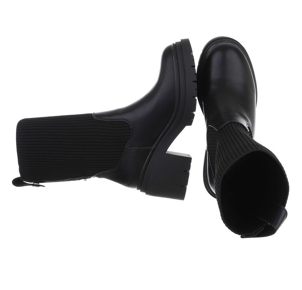 Ital-Design Damen Chelsea Freizeit Plateaustiefelette (88460347) Blockabsatz Stiefeletten in Schwarz – Bild 2 von 5
