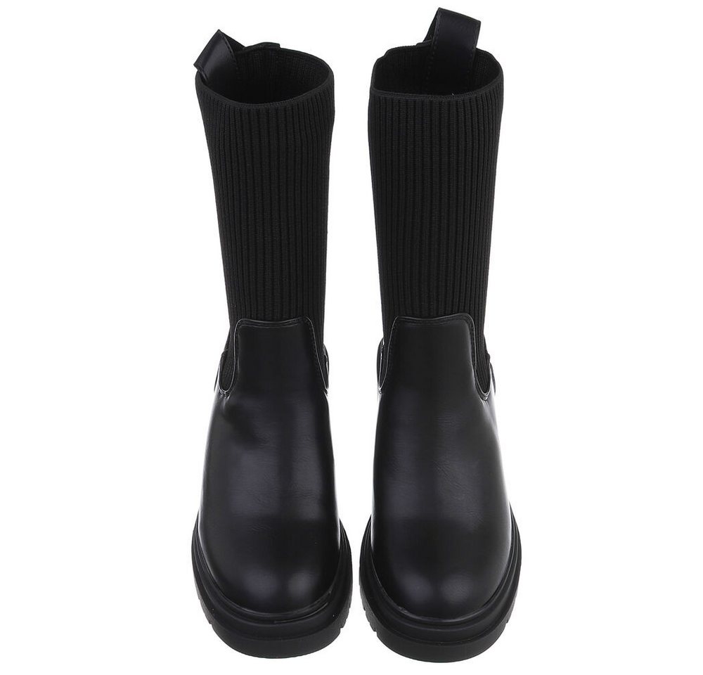 Ital-Design Damen Chelsea Freizeit Plateaustiefelette (88460347) Blockabsatz Stiefeletten in Schwarz – Bild 4 von 5