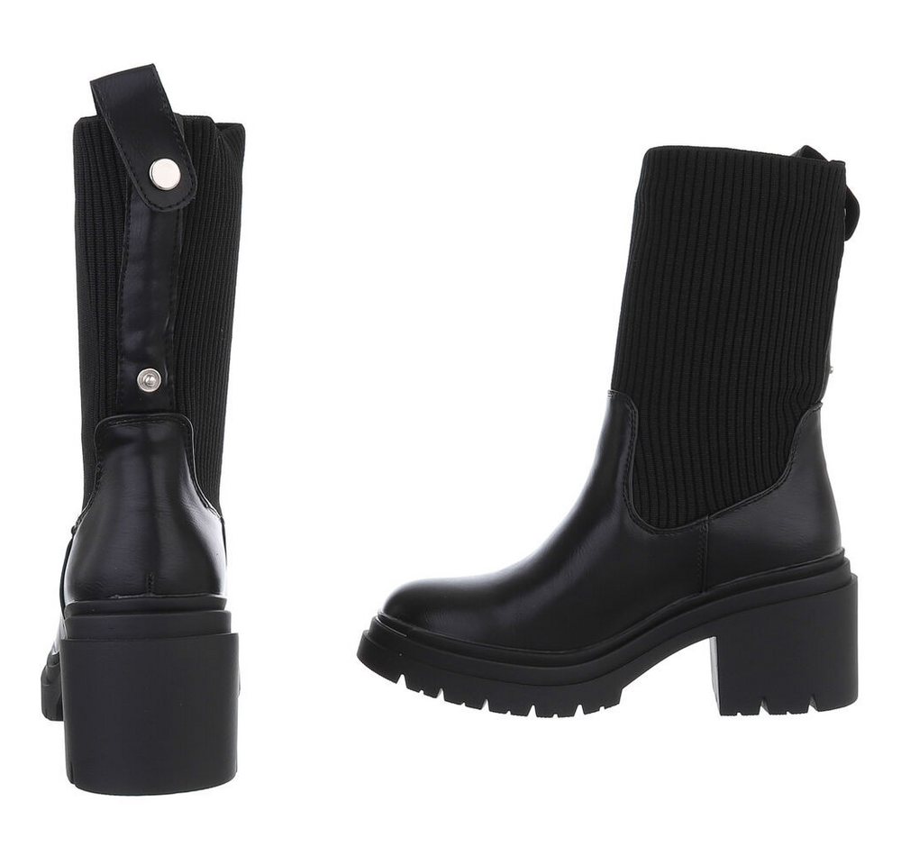 Ital-Design Damen Chelsea Freizeit Plateaustiefelette (88460347) Blockabsatz Stiefeletten in Schwarz – Bild 5 von 5