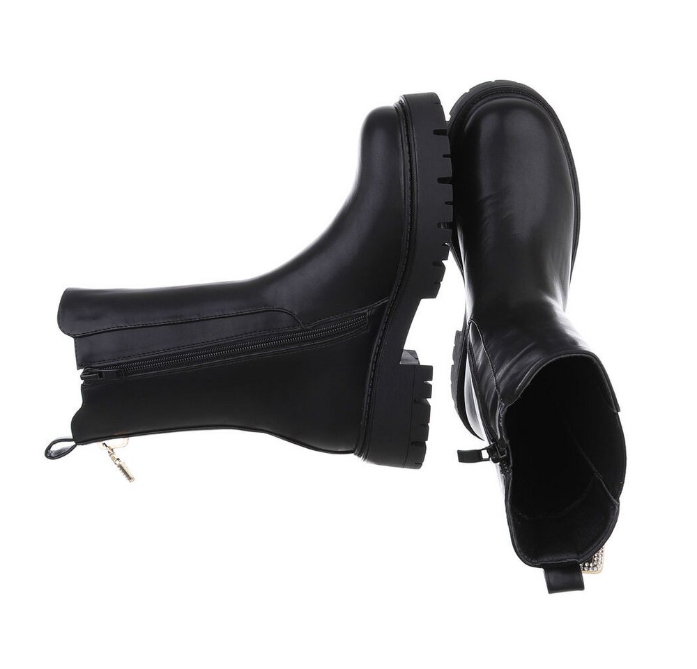 Ital-Design Damen Freizeit Plateaustiefelette (87284035) Blockabsatz Plateaustiefeletten in Schwarz – Bild 2 von 5