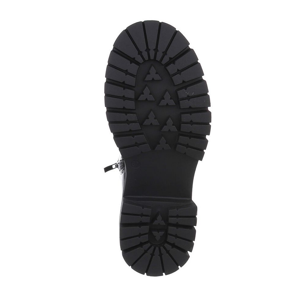 Ital-Design Damen Freizeit Plateaustiefelette (87284035) Blockabsatz Plateaustiefeletten in Schwarz – Bild 3 von 5