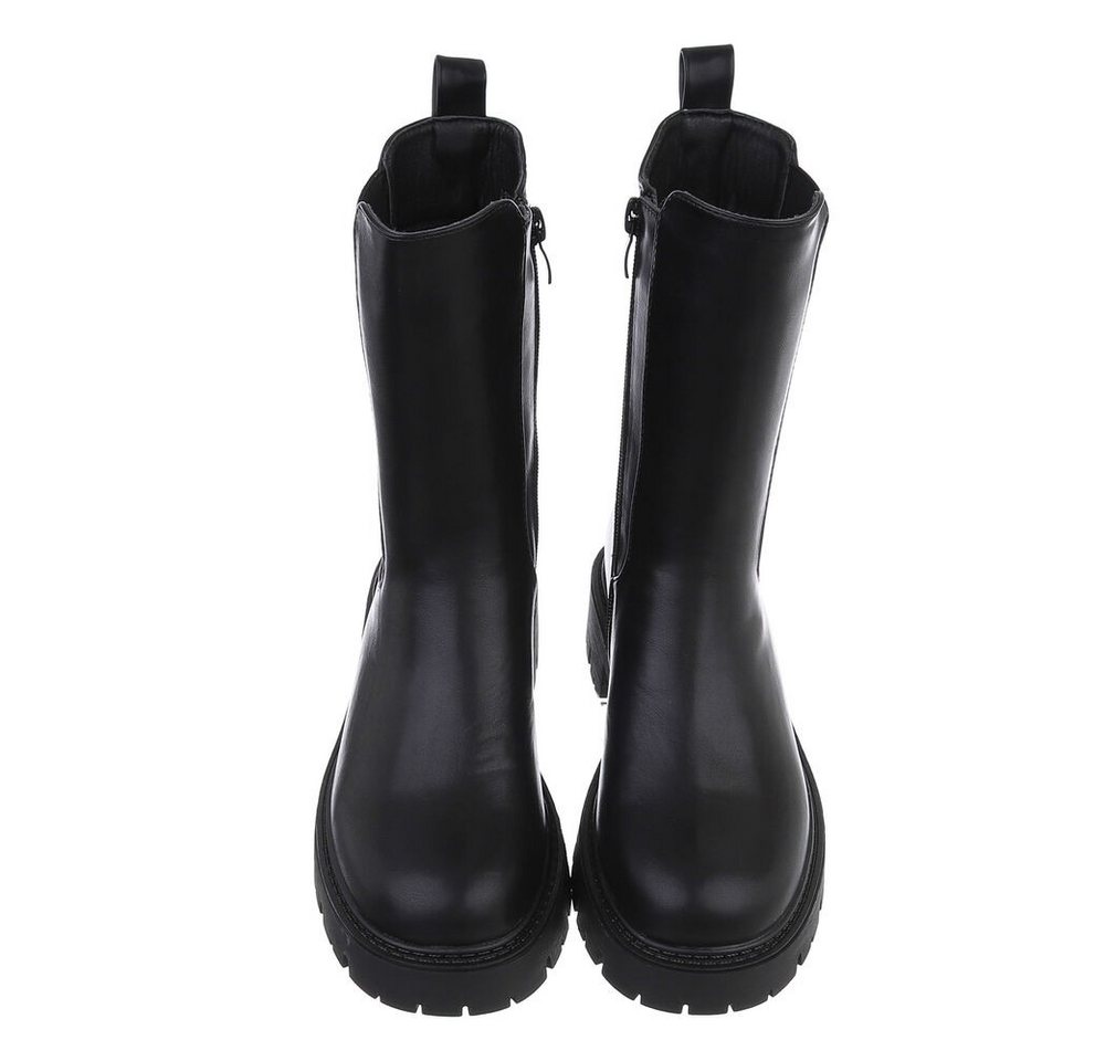 Ital-Design Damen Freizeit Plateaustiefelette (87284035) Blockabsatz Plateaustiefeletten in Schwarz – Bild 4 von 5