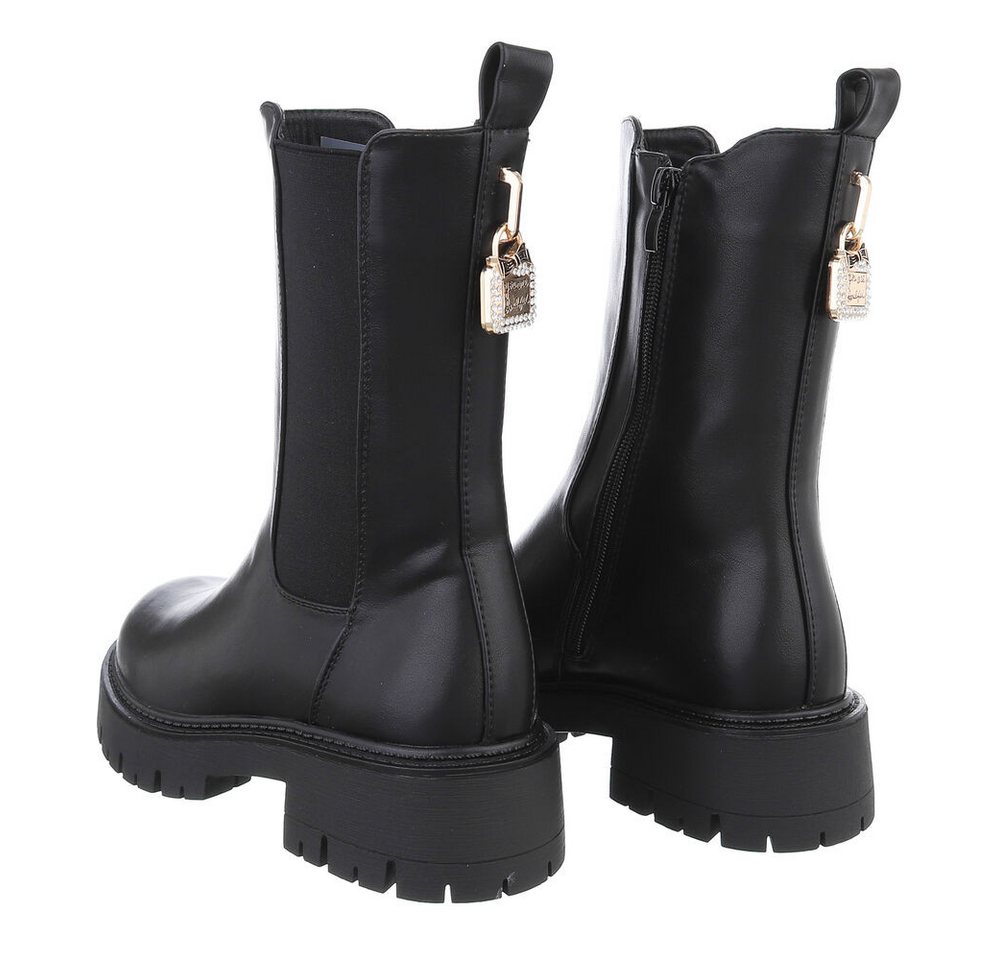 Ital-Design Damen Freizeit Plateaustiefelette (87284035) Blockabsatz Plateaustiefeletten in Schwarz – Bild 5 von 5