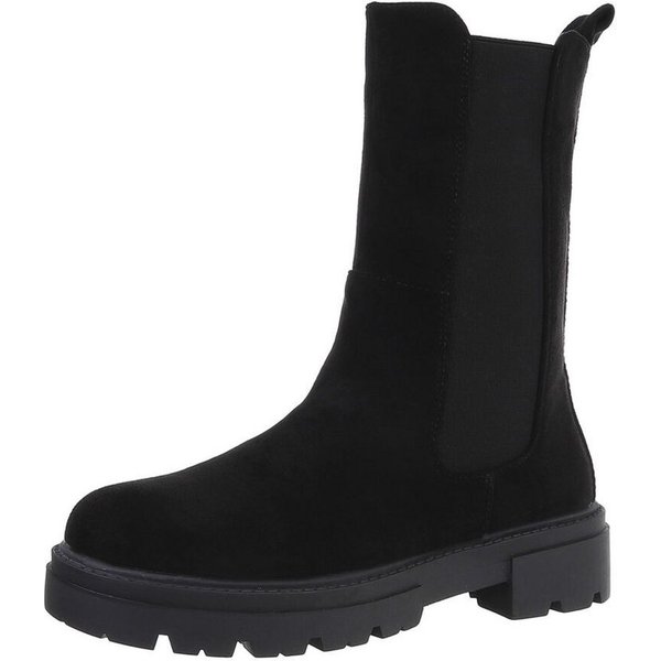 Ital-Design Damen Freizeit Plateaustiefelette (87417757) Blockabsatz Stiefeletten in Schwarz