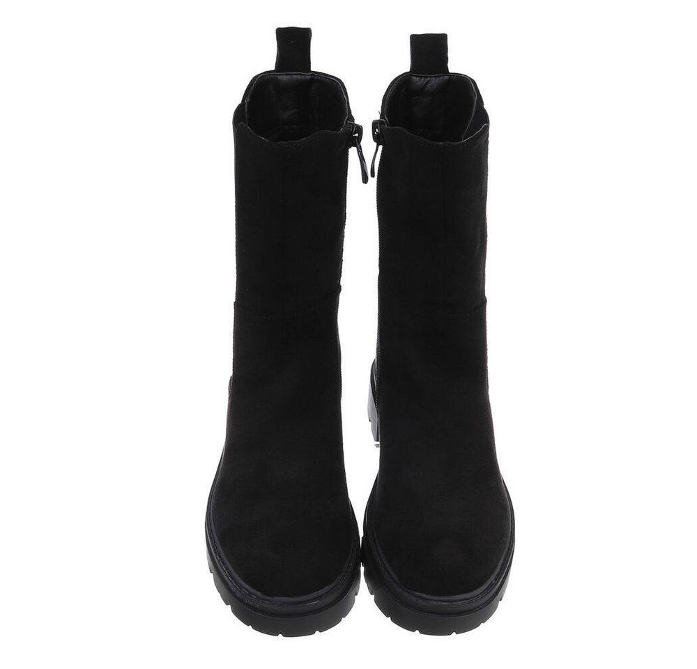 Ital-Design Damen Freizeit Plateaustiefelette (87417757) Blockabsatz Stiefeletten in Schwarz – Bild 4 von 5