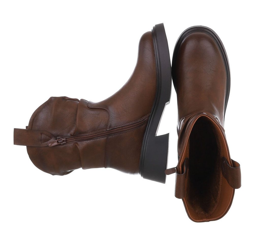 Ital-Design Damen Freizeit Plateaustiefelette (87740204) Blockabsatz Stiefeletten in Braun – Bild 2 von 5
