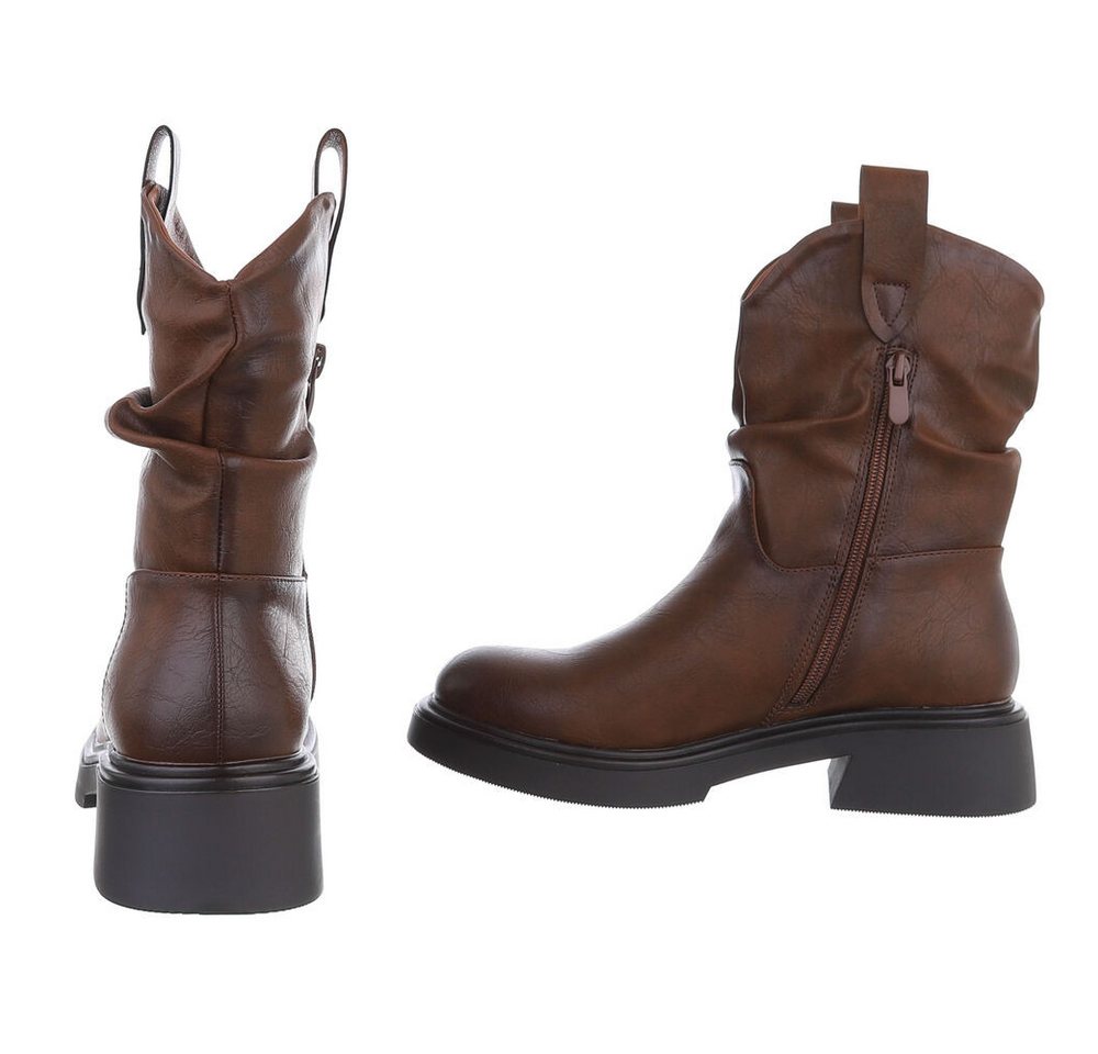 Ital-Design Damen Freizeit Plateaustiefelette (87740204) Blockabsatz Stiefeletten in Braun – Bild 5 von 5