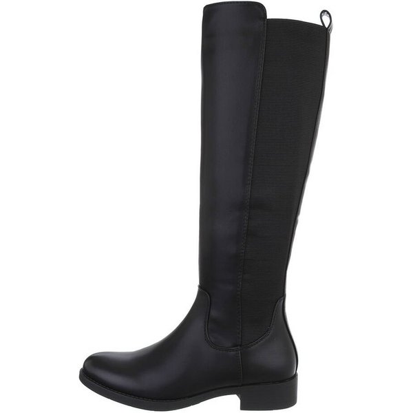Ital-Design Damen Freizeit Stiefel (85080978) Blockabsatz Flache Stiefel in Schwarz