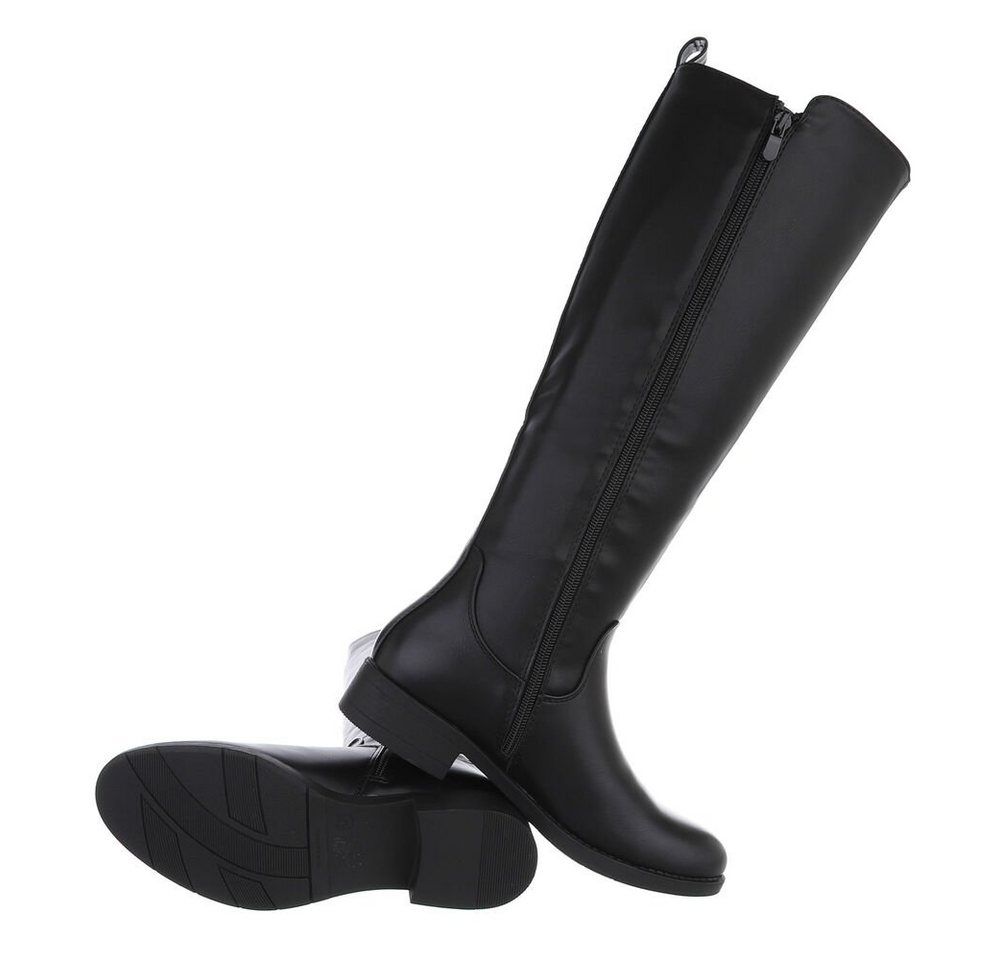 Ital-Design Damen Freizeit Stiefel (85080978) Blockabsatz Flache Stiefel in Schwarz – Bild 2 von 4
