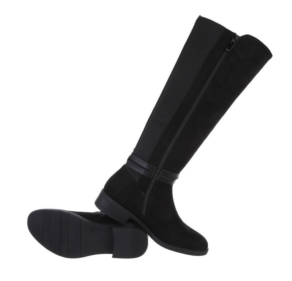 Ital-Design Damen Freizeit Stiefel Blockabsatz Flache Stiefel in Schwarz – Bild 2 von 4