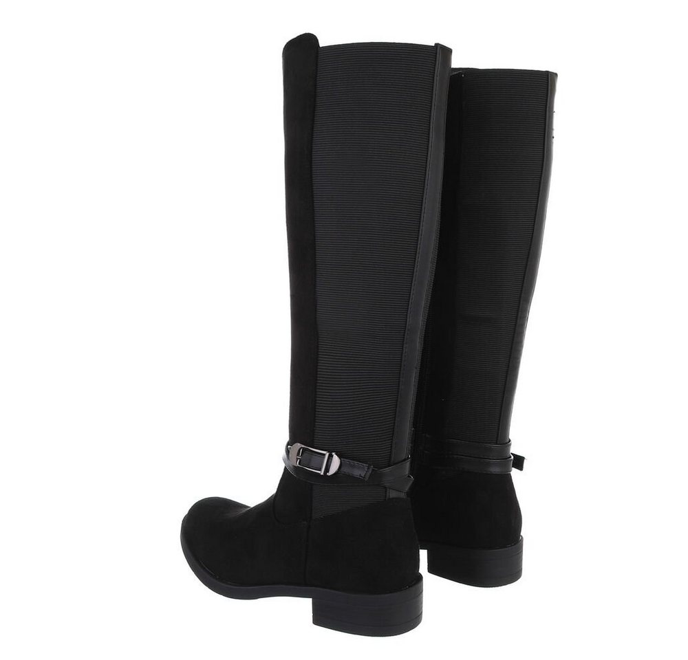 Ital-Design Damen Freizeit Stiefel Blockabsatz Flache Stiefel in Schwarz – Bild 3 von 4