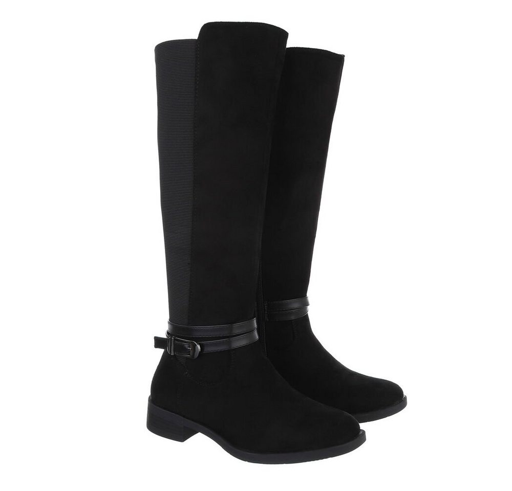 Ital-Design Damen Freizeit Stiefel Blockabsatz Flache Stiefel in Schwarz – Bild 4 von 4
