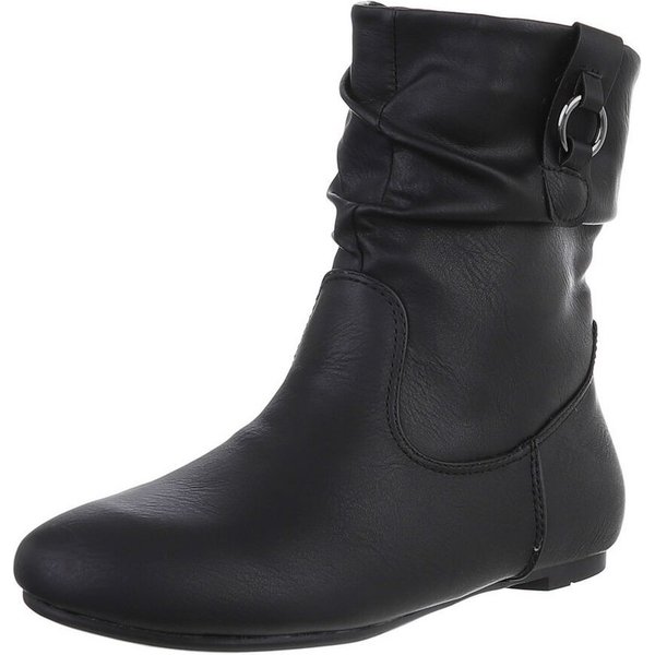 Ital-Design Damen Freizeit Stiefelette (88519477) Blockabsatz Flache Stiefeletten in Schwarz