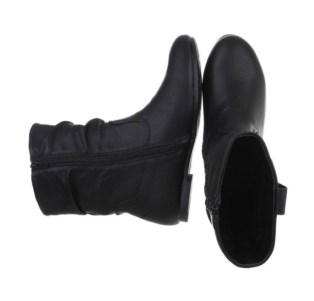 Ital-Design Damen Freizeit Stiefelette (88519477) Blockabsatz Flache Stiefeletten in Schwarz – Bild 2 von 5