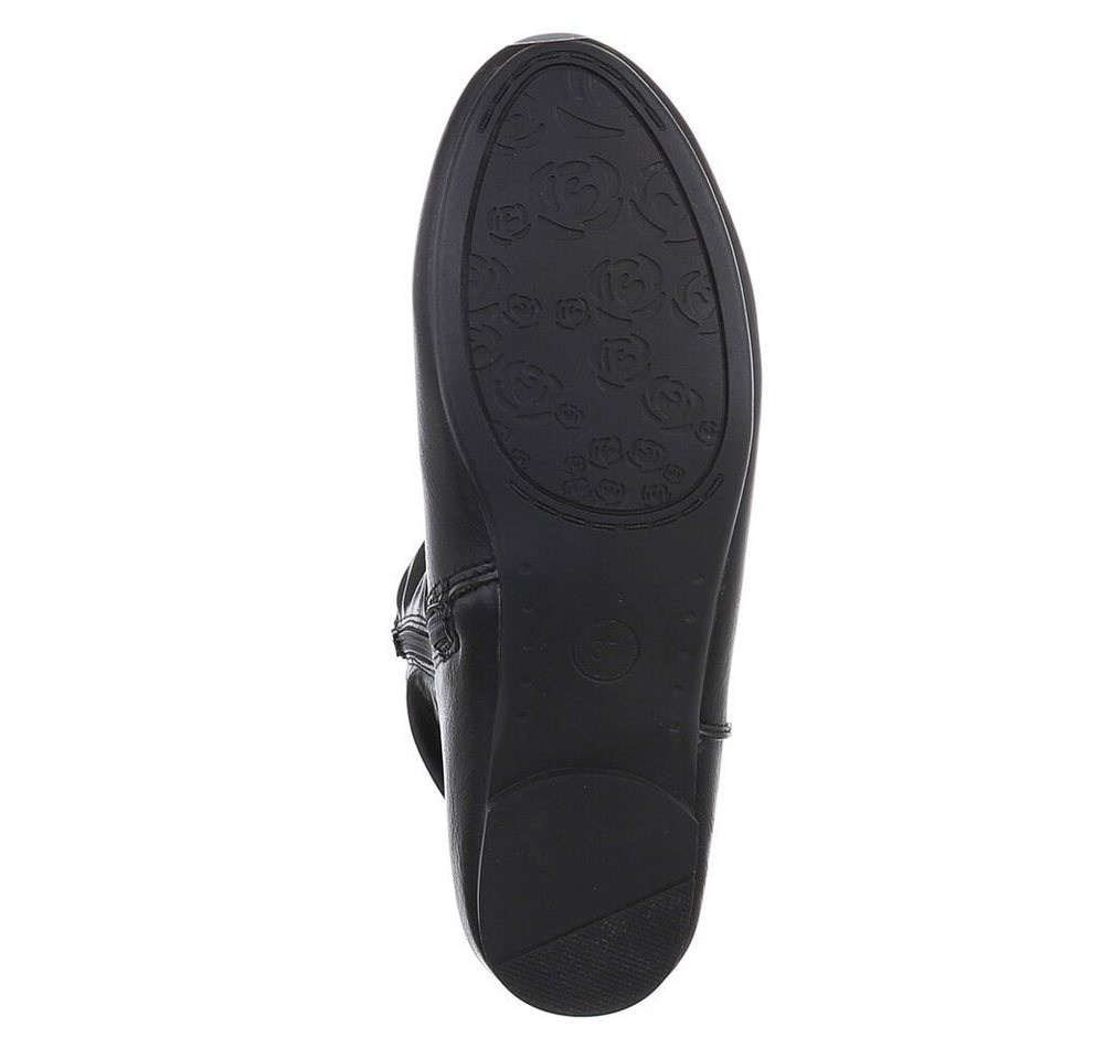 Ital-Design Damen Freizeit Stiefelette (88519477) Blockabsatz Flache Stiefeletten in Schwarz – Bild 3 von 5